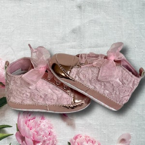 Baby Girl Shoes, Pink Roses Shoes, Shoes for Baby Girl, First Birthday Shoes, Baby Girl, Infant Shoes