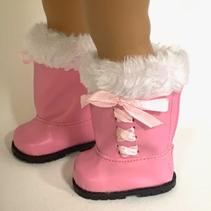 Pink Fur Boots for Dolls, Winter Boots for American Girl , Boots for 18&quot; Dolls, Doll Accessories