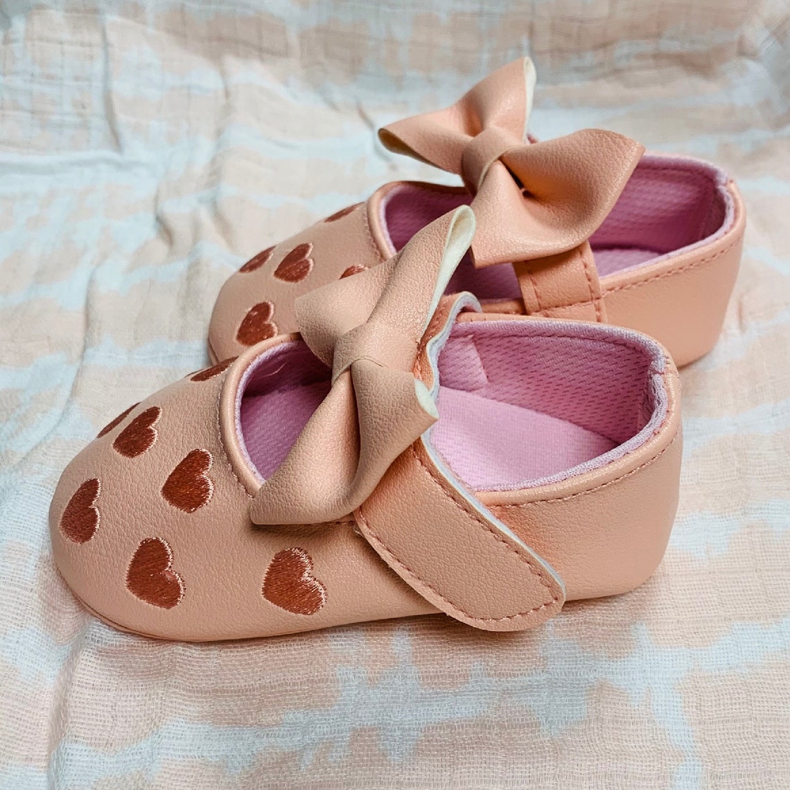 Baby Girl Shoes Faux Leather Baby Shoes Bow Leather Shoes Etsy