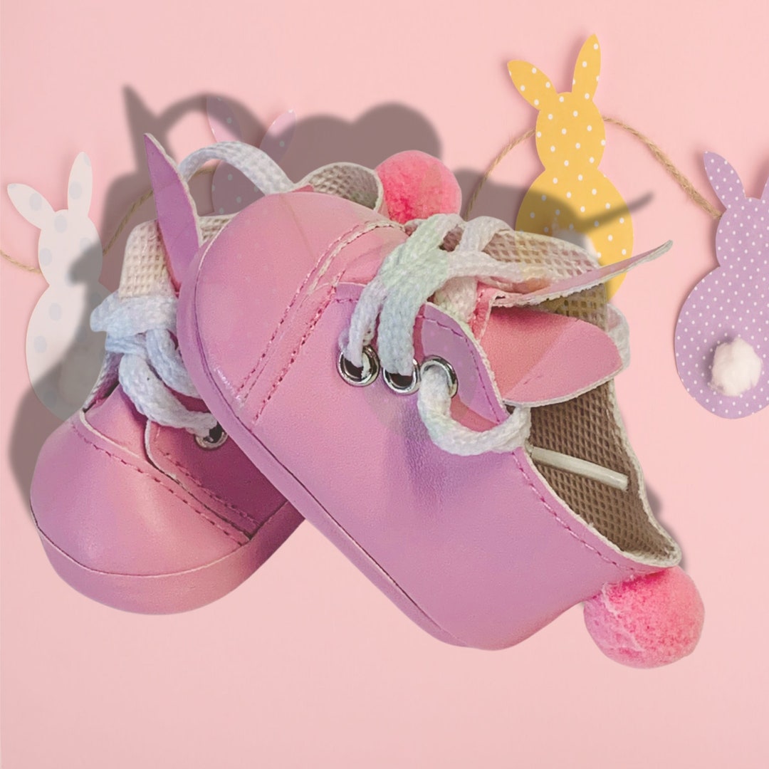 Bunny Sneakers for 18 Inch Dolls, Sneakers for Dolls, Easter Shoes for