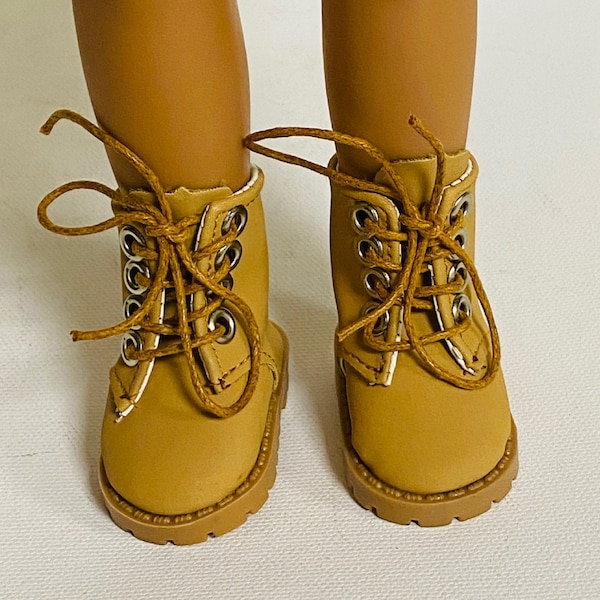 Brown Suede High Top Shoes, Shoes for 14" Dolls, Suede Boots for Dolls