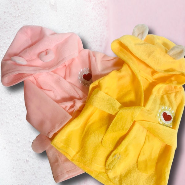 Bathrobe for 18 inch Dolls, Pink bathrobe, yellow hooded robe,  Doll Cloth, Birthday Gift, Doll Accessories