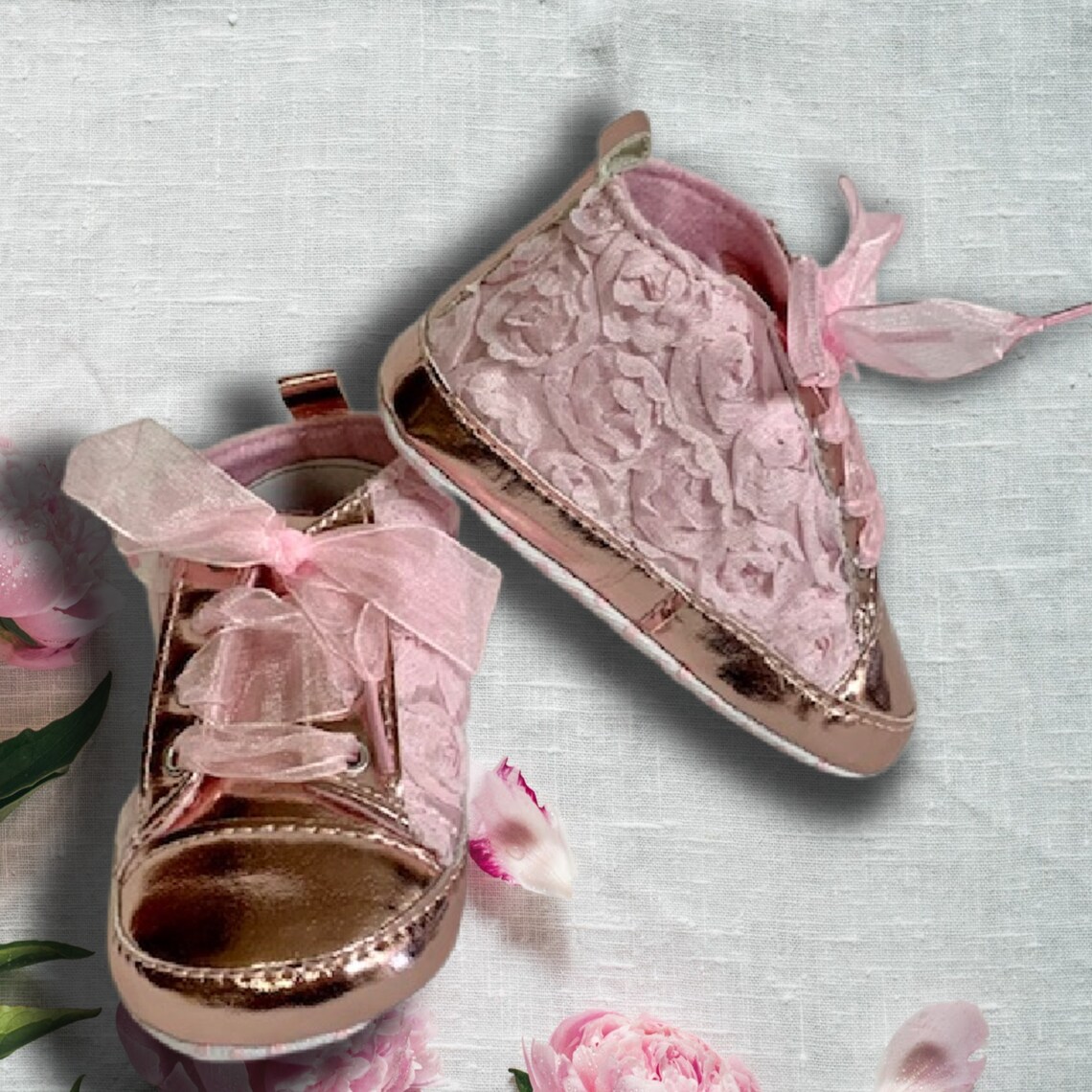 Baby Girl Shoes Pink Roses Shoes Shoes for Baby Girl First Etsy