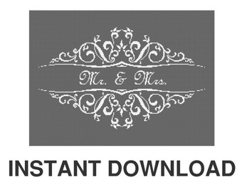 Cross Stitch Wedding Pattern, Anniversary, Mr. and Mrs.