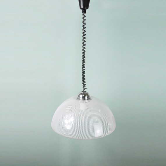 Stripe Modernist Pull Down Italian Pendant 1960s Etsy