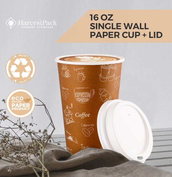 100 X 16oz Cafe Mocha Paper Cup Coffee Tea Disposable hot drinks single wall