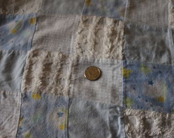 26 Blue Chenille and fabric for quilts
