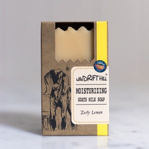 Jabón de Leche de Cabra / Limón Zesty / 5oz. / Jabón Hidratante Hecho a Mano / Leche Fresca de Cabra / Hecho en Montana / Cuidado Natural de la Piel