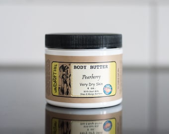 Goat Milk Body Butter | Pearberry | 4oz | Great for Dry Cracked Fingers and Feet | Lasts Through Hand Washings | Natural Skincare