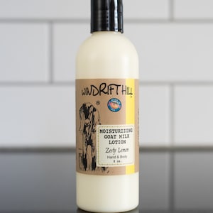 Goat Milk Hand and Body Lotion | Zesty Lemon | 8oz. | All Over Body Moisturizer | Great For The Kitchen | Made in Montana | Natural Skincare