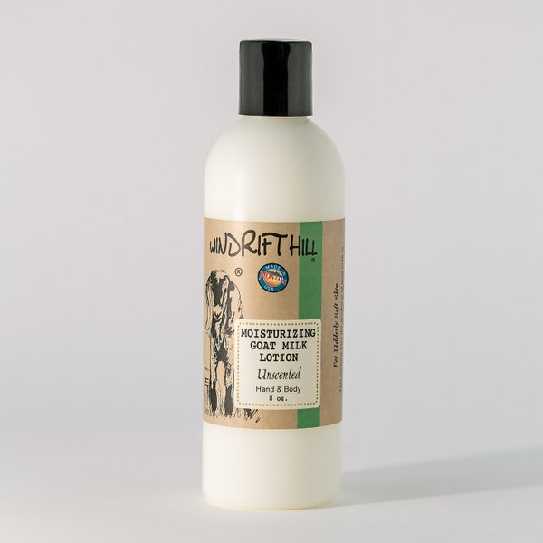 Goat Milk Hand & Body Lotion | Unscented | 8oz. | All Over Body Moisturizer | Pure and Natural | Made in Montana | Use under Makeup