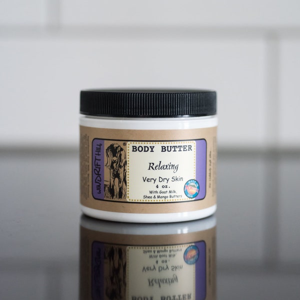 Goat Milk Body Butter | Relaxing | 4oz. | Great for Dry Cracked Fingers and Feet | Lasts Through Hand Washings | Natural Skincare