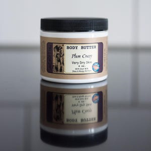 Goat Milk Body Butter | Plum Crazy | 4oz. | Great for Dry Cracked Fingers and Feet | Lasts Through Hand Washings | Natural Skincare