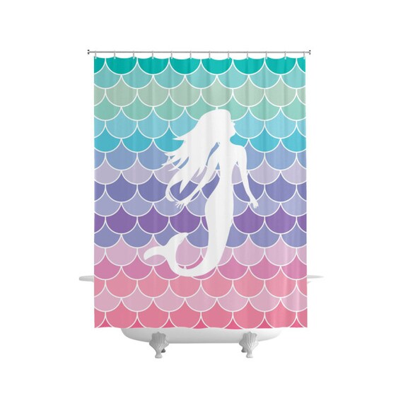 Mermaid Scales Pretty Pastel Bath Shower Curtain Perfect For