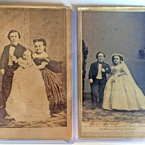 1863 Vintage CDV of Mr. & Mrs. General Tom Thumb in Wedding Costume//Little People