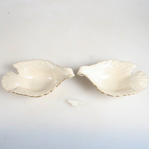 LENOX Porcelain Dove Trays with Gold Trim and Miniature Dove//Candy Dishes//Home Decor