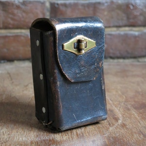 Vintage heavy duty hecho a mano caja de cuero con lazo en la espalda