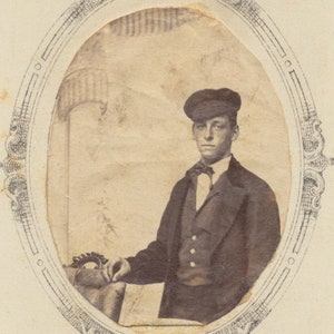 Young Man Wearing a News Boy Cap. CDV.