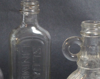 Vintage Medicine Bottles, Set Of 3//Glass Bottle//Clear Bottle//Antique Pharmaceuticals