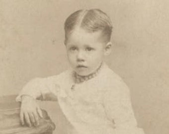 Vintage 1800's CDV Photo Card of Little Kid//Middle Part Hair//Antique Child Portrait//Tomboy
