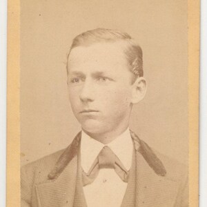 Vintage 1800&#39;s CDV Photo of Dapper Young Man from Pa.//19th Century CDV Headshot of  Boy//Antique Photo