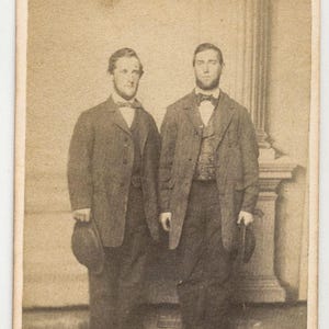 Vintage 1800&#39;s CDV Photo of Two Men In Matching Attire Lancaster Pa.//Antique Group Portrait//Sepia Toned Image