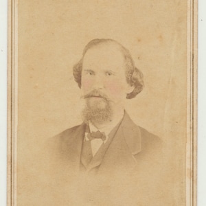 Man w/ Scraggly Hair, Beard in Three Piece Suit. Hand Tinted CDV. Petersburg, VA