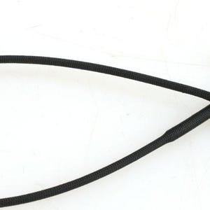 May include: A black flexible cable with a silver metal tip and a small silver knob at the end. The cable is coiled and the tip is pointed.
