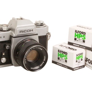 Ricoh Singlex II 35mm Manual SLR Student Model Film Camera With 3 Rolls of B&W F
