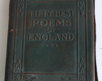 50 besten Gedichte Englands, Milton Burns Moore Keats, Little, Leder, Bibliothek Grün