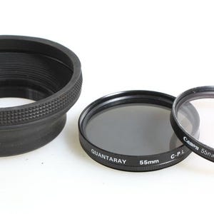 55mm Hood Uv And Polarizer Filter Set Of 3