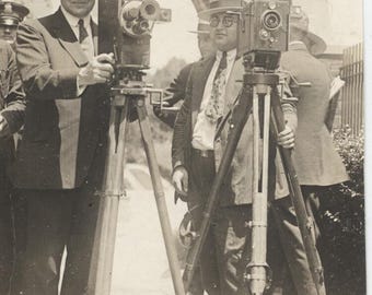 Photo Of President Harding W/ Vintage Motion Picture Cameras