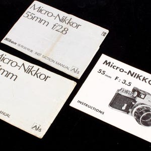 Nikon Micro Lens Manuals 55mm f/2.8, 55mm f/3.5, 105mm f/4