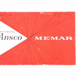 ヴィンテージ Ansco Memar オリジナルオーナーズマニュアル - フィルム装填、シャッタースピード、絞り、フォーカス、お手入れ方法が記載されたカメラガイド