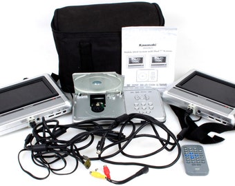 Kawasaki PVS1965 Portable DVD System w/ 2 6.5 Screens, Case, Accessories