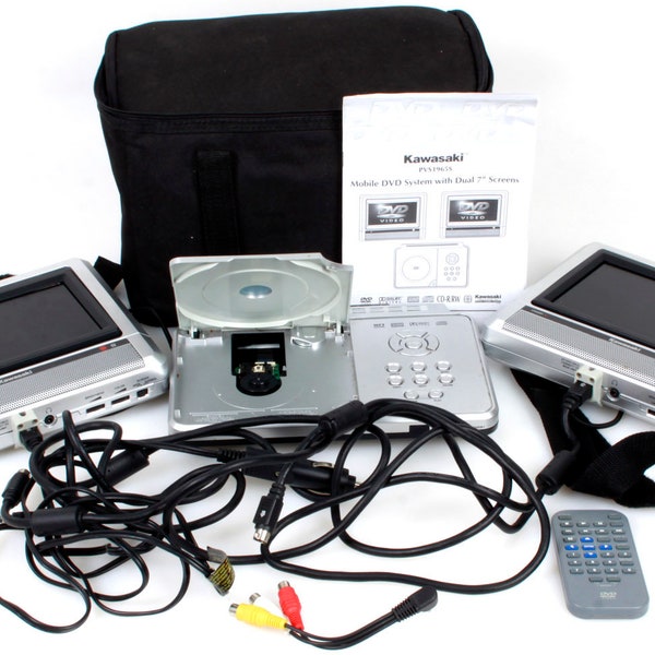 Kawasaki PVS1965 Portable DVD System w/ 2 6.5 Screens, Case, Accessories