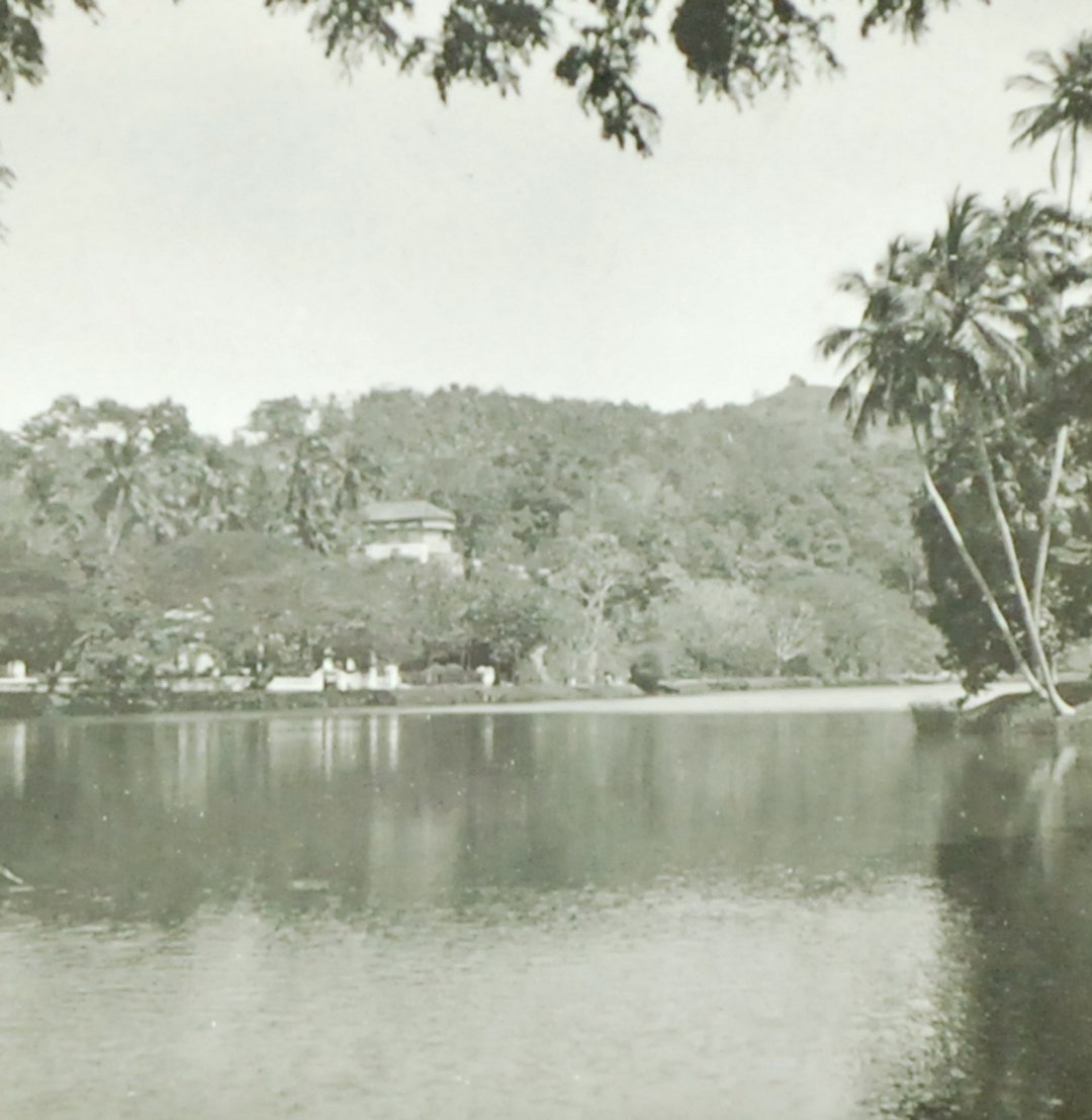 Lake Kandy Ceylon Antique Photo on Glass//diy Art Etsy