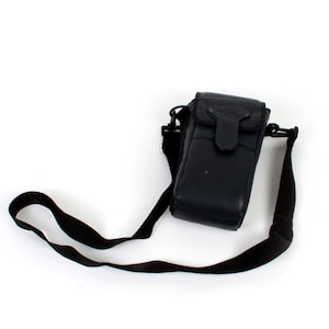 Vintage Dark Blue Leather Camera Case w/ Shoulder Strap