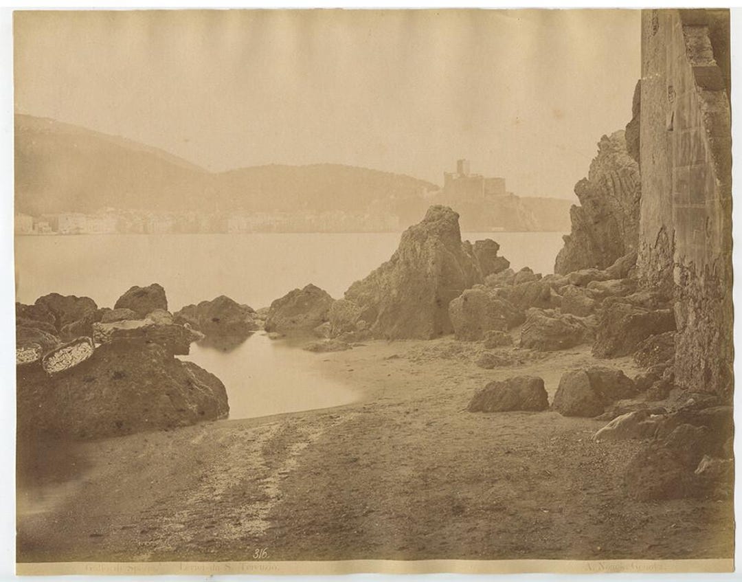 Original Vintage Albumen Print 8.25x10.5 San Terenzo, Lerici