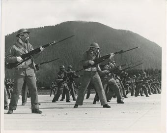 Vintage U.S. Navy WWII 1942 Gas Mask Training Photo -- Alaska, 8x10 B&W, Original Print