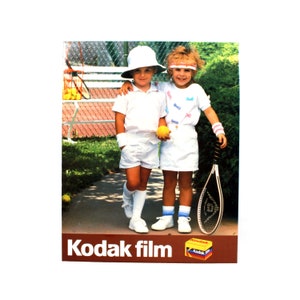 Vintage Kodak Film Promotional Mounted Poster 16x20 - Young Tennis Players In 80s Attire