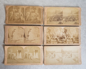 Stereoview Cards - Lot of 6 - Various Imagery - Faded