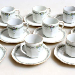 Weimer Germany Tea Set, 12 Cups//Cup Saucer//Porcelain//Collectible
