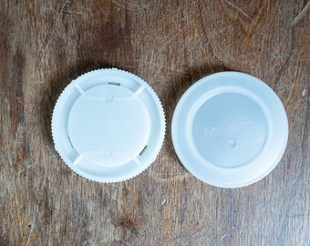Minolta Maxxum Camera Body and Rear Lens Caps White / Clear