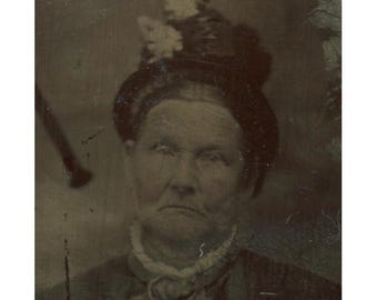 Vintage 1/6 Plate Tintype Portrait - Victorian Lady Holding Tintype Case, Tiny Collectible Wall Art