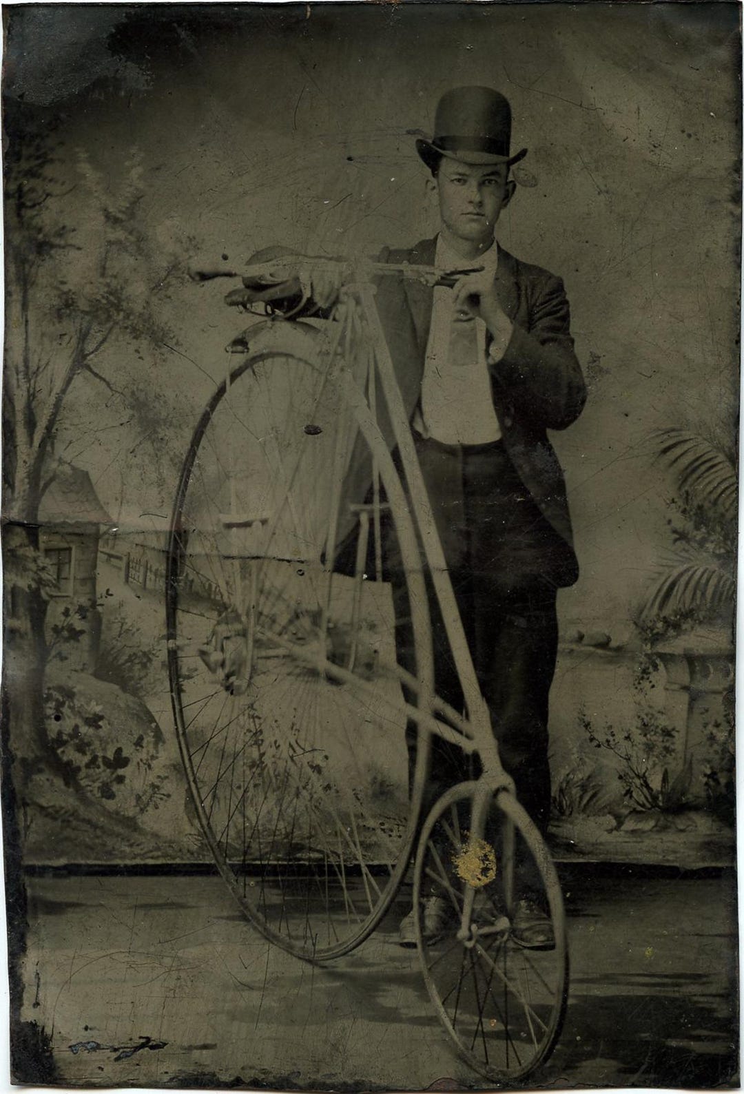 Vintage Tintype Man With Penny Farthing High Wheel Bicycle - Etsy