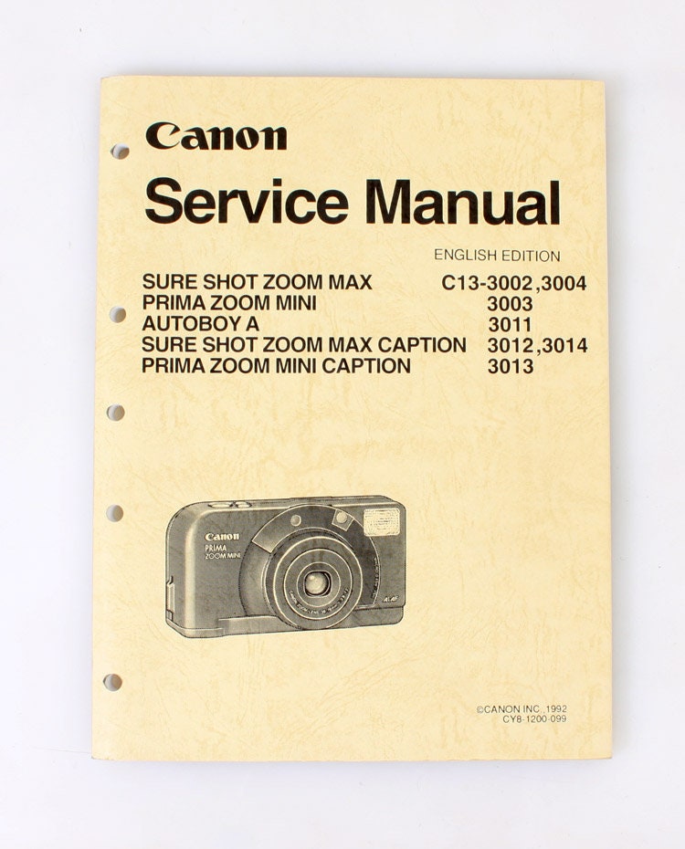 Canon Service Manual 1992, Sure Shot/prima Zoom