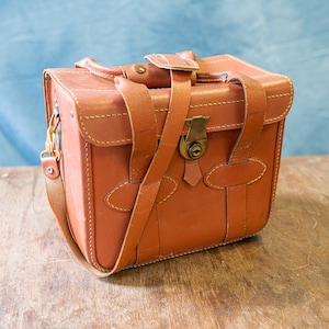 Vintage Braune Leder Kameratasche - um 1950er Jahre