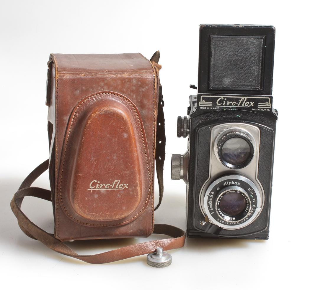 コレクション Ciro-flex:MADE IN USA :DELAWARE,OHIO. CIRO-FLEX Tlr Camera,for Display,w/original Brown Leather Case