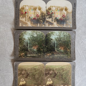 Hand getinte stereoview kaarten - Set van 3